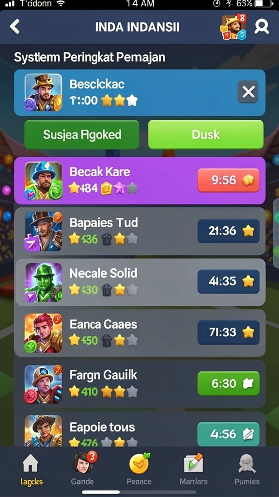 Leaderboard yang menunjukkan peringkat pemain terbaik.