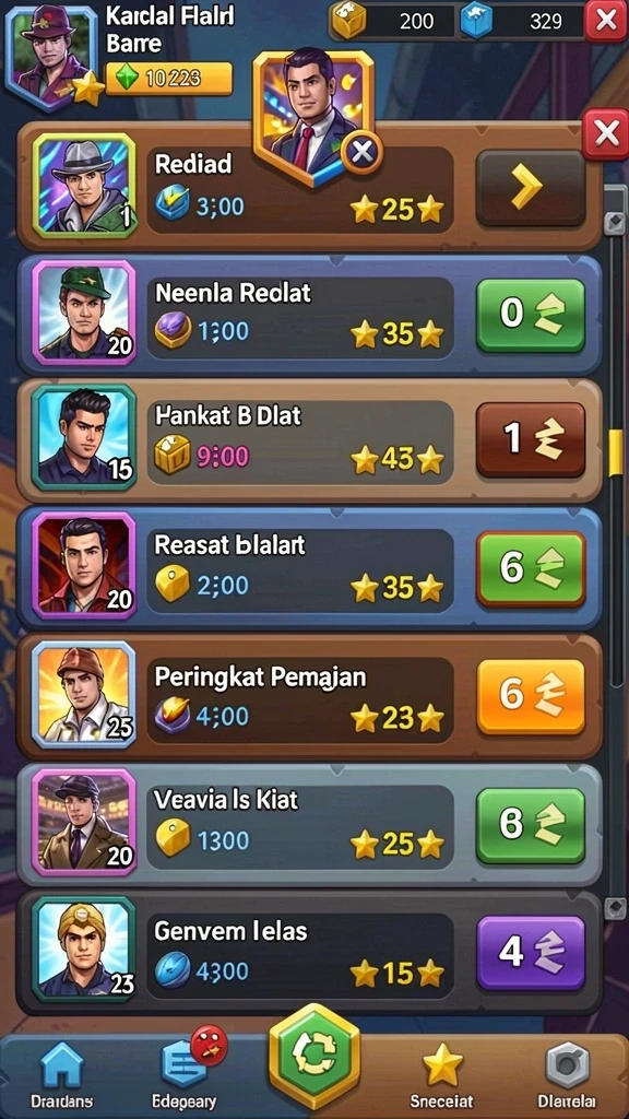 Screenshot menunjukkan karakter unik dalam G668.
