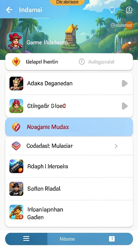Tampilan antarmuka utama permainan IDRRP yang user-friendly.