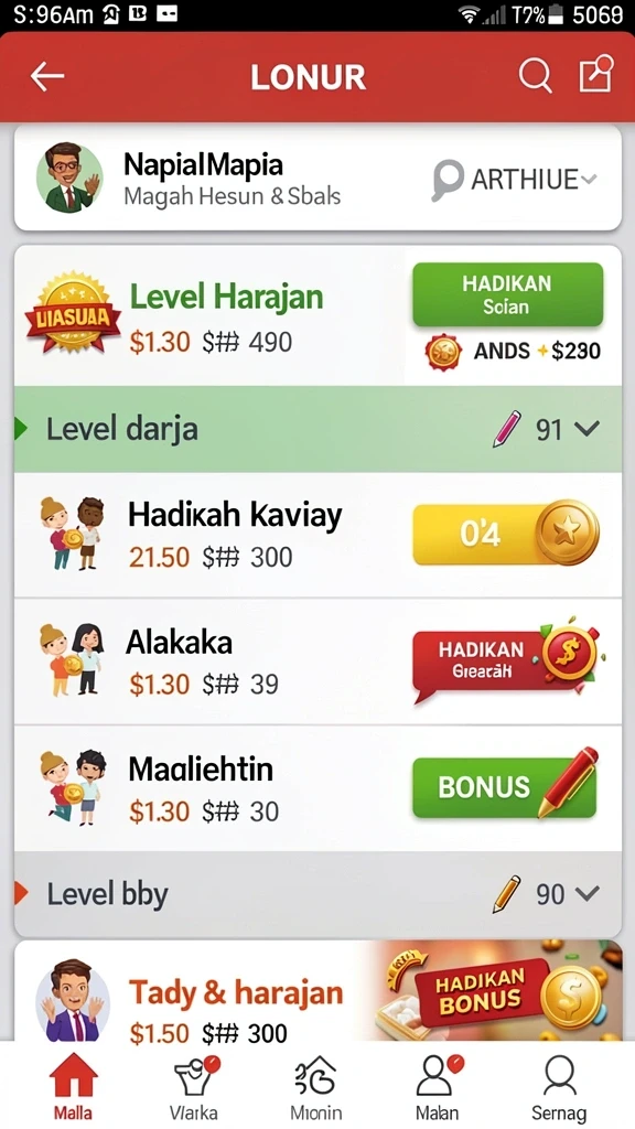 Berbagai pilihan tema permainan slot.